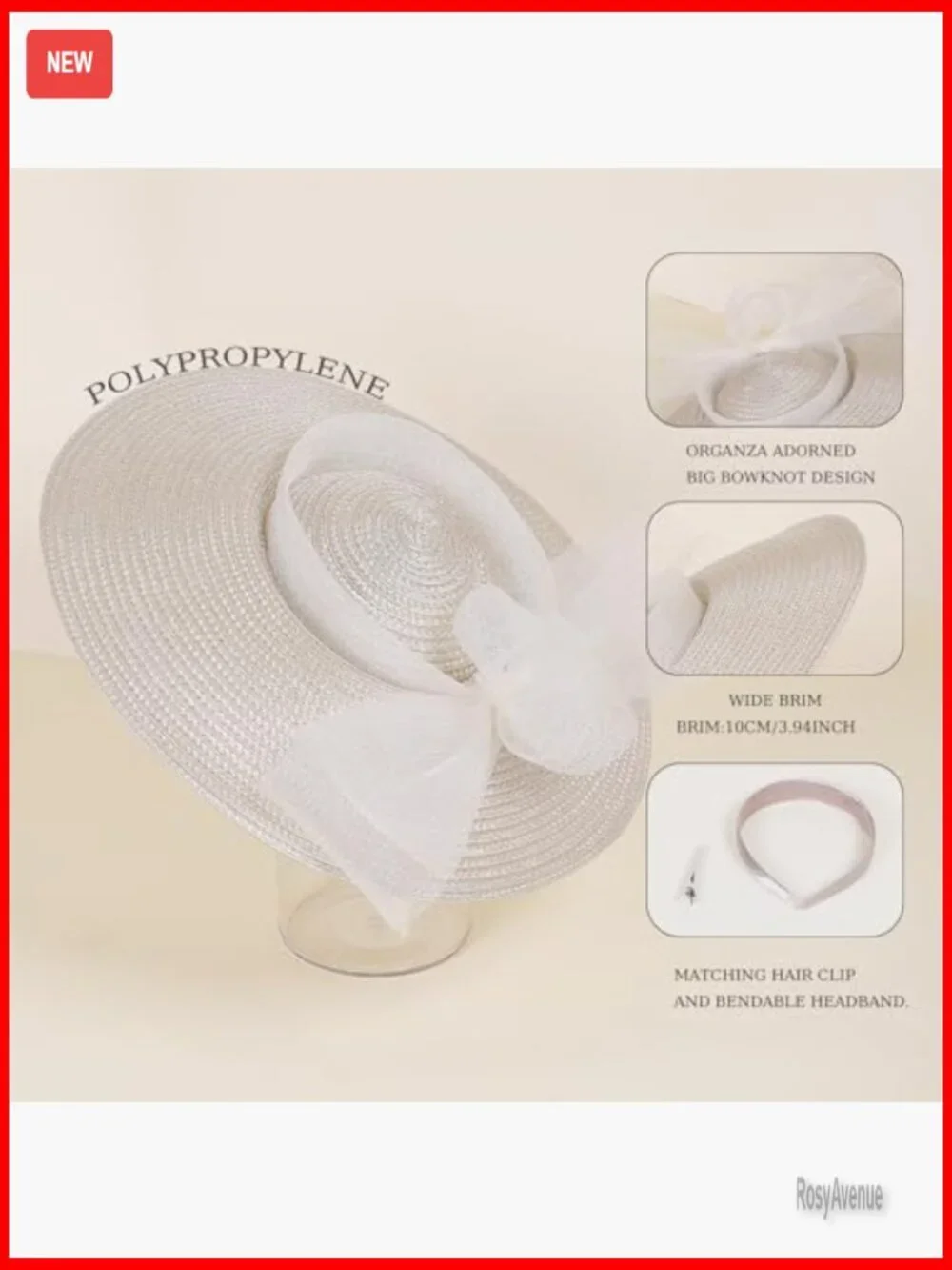 Wide Brim Straw Fascinator Hat with Bow for Formal Events